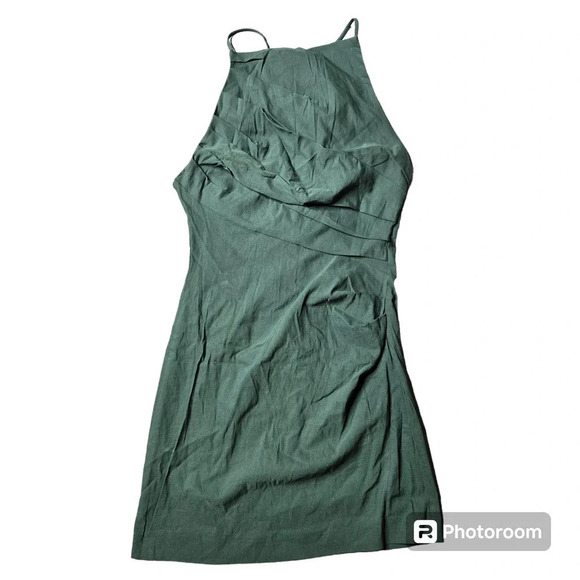 Zara Green High Neck Mini Dress - Picture 1 of 8